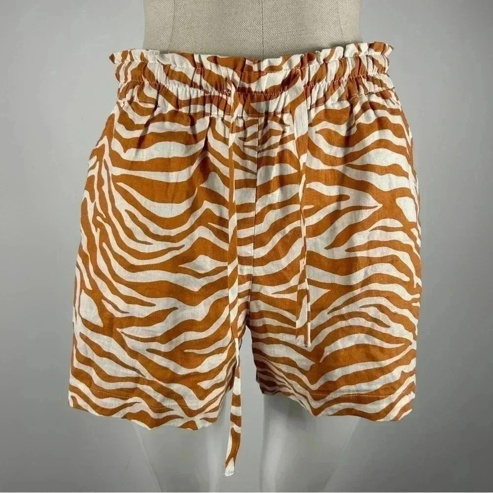 Sanctuary On Repeat Linen Blend Shorts Savanna Zebra S